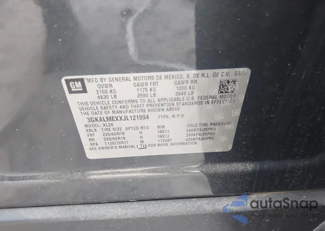 2018 GMC Terrain Sle from USA, damaged, VIN 3GKALMEXXJL121894